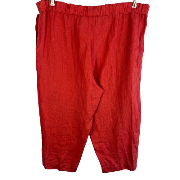 Lino by Chicos Women Linen Pants Crop Size 3 Red - Picture 2 of 10